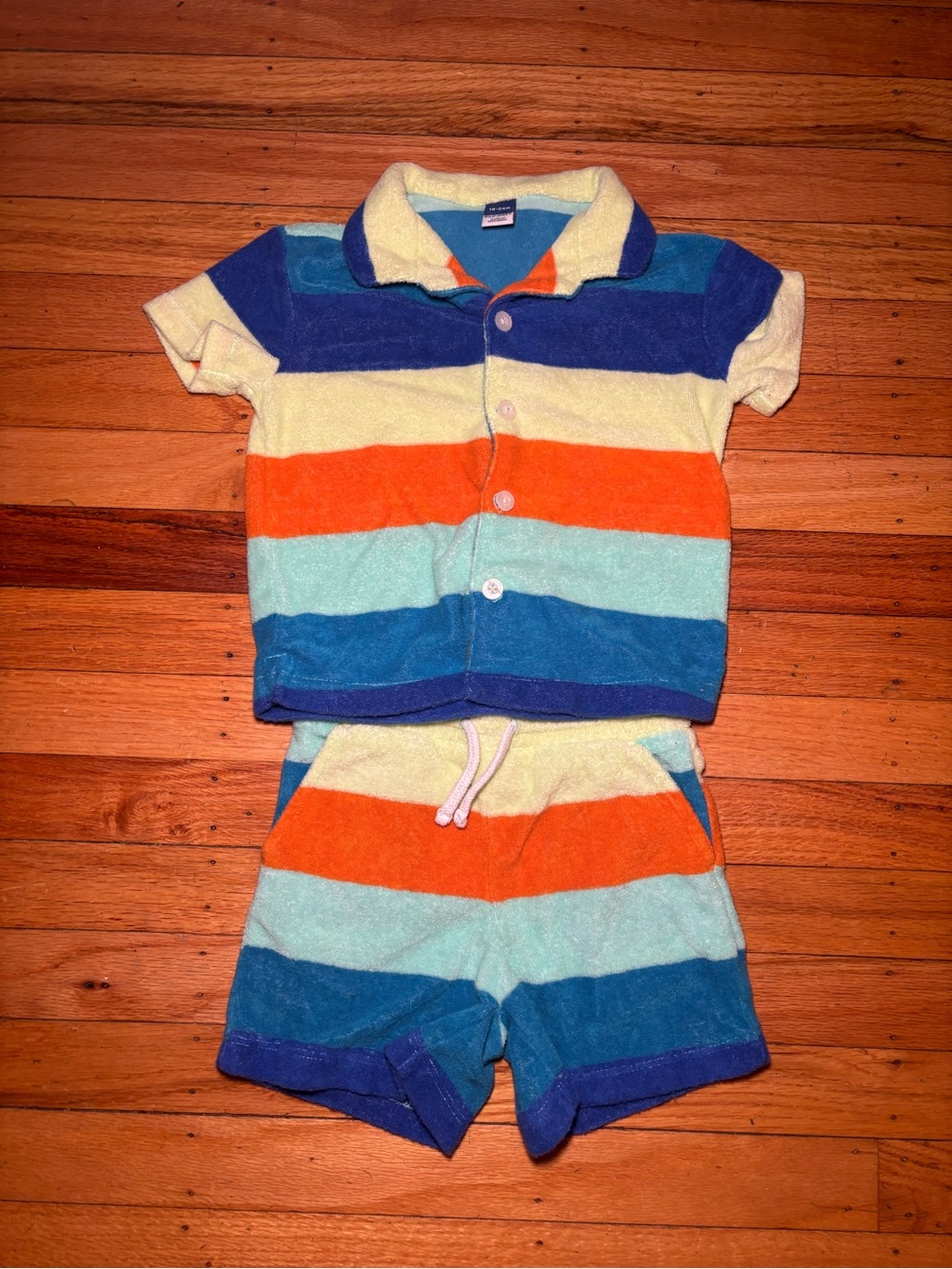 Old Navy Blue and Aqua Striped Terry Two-Piece Set